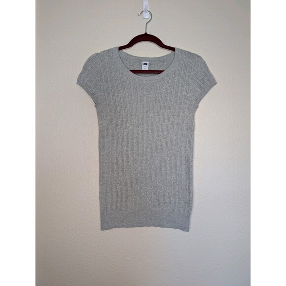 Gap Gray Cotton Short Sleeve Cable Knit Shirt Size Girls Medium - Picture 1 of 6